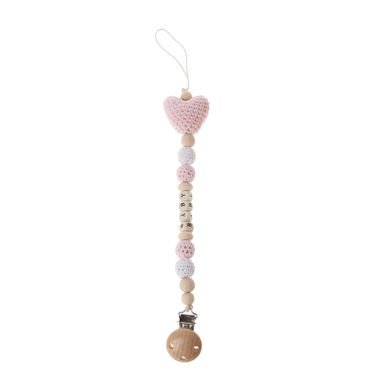 

Handmade Wooden Pacifier Chains Safe Teething Chain Baby Teether Eco-friendly Pacifier Clips Holder Chain Smooth Surface