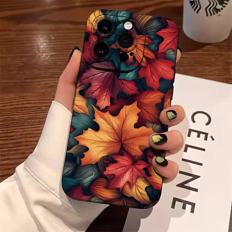Фото Чехол для телефона с узором кленовых листьев для Xiaomi Poco X7 Pro, чехлы Poco M6 Pro 4G X6 X5 X3 F7 F5 F6, силиконовый мягкий чехол Fundas №2