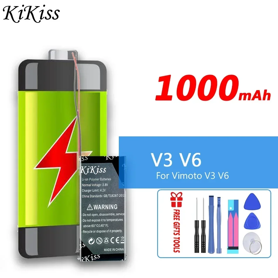Литий-полимерный аккумулятор KiKiss 1000 мАч V 3 В 6 для аккумулятора гарнитуры Vimoto V3 V6