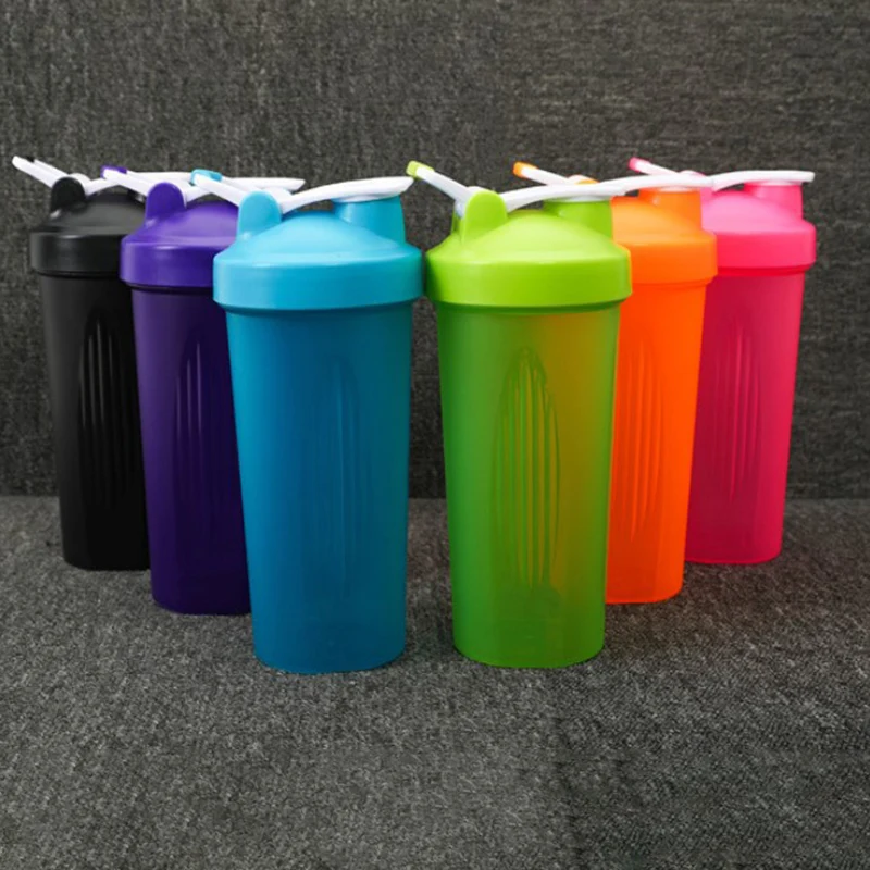 

New Colorful 600Ml Protein Powder Shaker Bottle Cup With Handle Stirring Ball For Outdoor Sports Fitness Sport Shaker