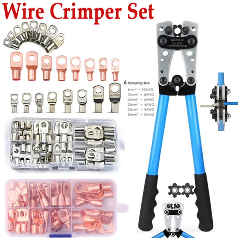 

HX-50B Portable Cable Crimping Too Terminals Crimper Plier Car Auto Copper R-ing Terminal Wire Crimp Soldered Connectors Kit