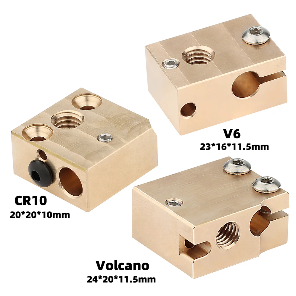 

Высококачественные детали для 3D-принтера, латунный нагревательный блок V6 Volcano CR10 для E3D J-head печатной головки Ender 3 CR10, нагревательный блок экструдера