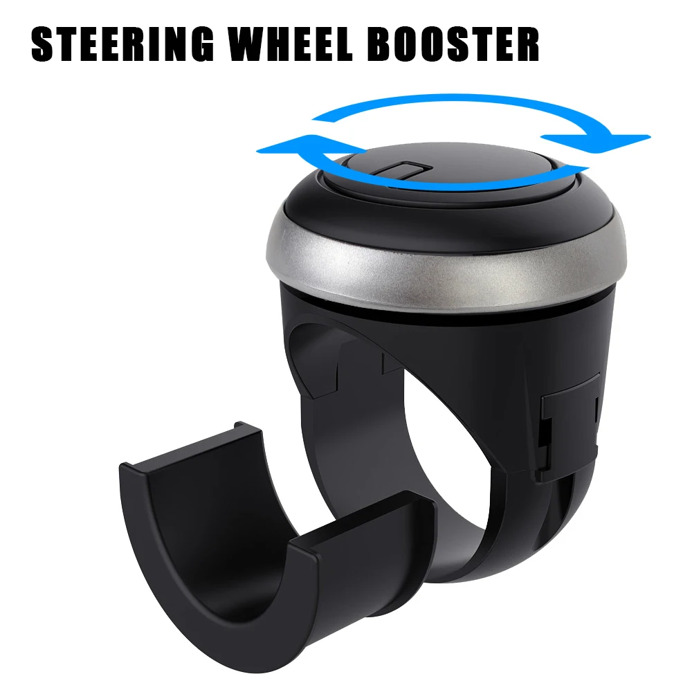 

Black Turning Steering Wheel Booster Ball Shaped 360 Degree Rotation Spinner Knob Metal Bearing Power Handle