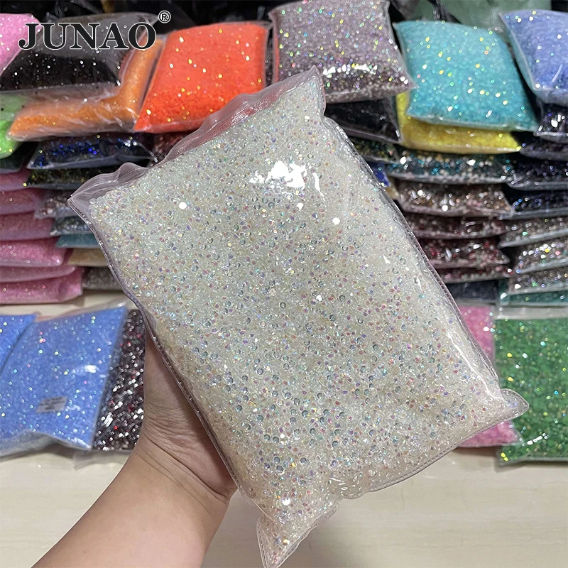 

2mm 3mm 4mm 5mm 6mm Wholesale Transparent AB Resin Rhinestone Flat Back Nail Crystal Stones Bulk Packing Non Hotfix Strass