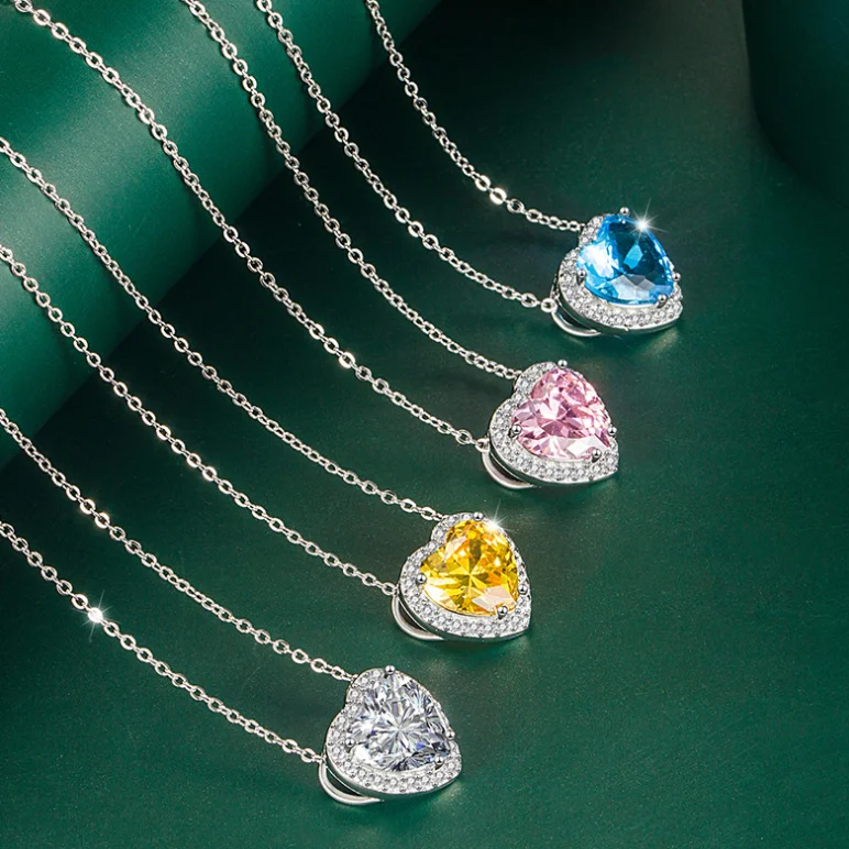 

ANGLANG Luxury Heart Pendant Necklace Bridal Wedding Shiny CZ Stone Romantic Gift Elegant Fashion Necklace Jewelry for Women