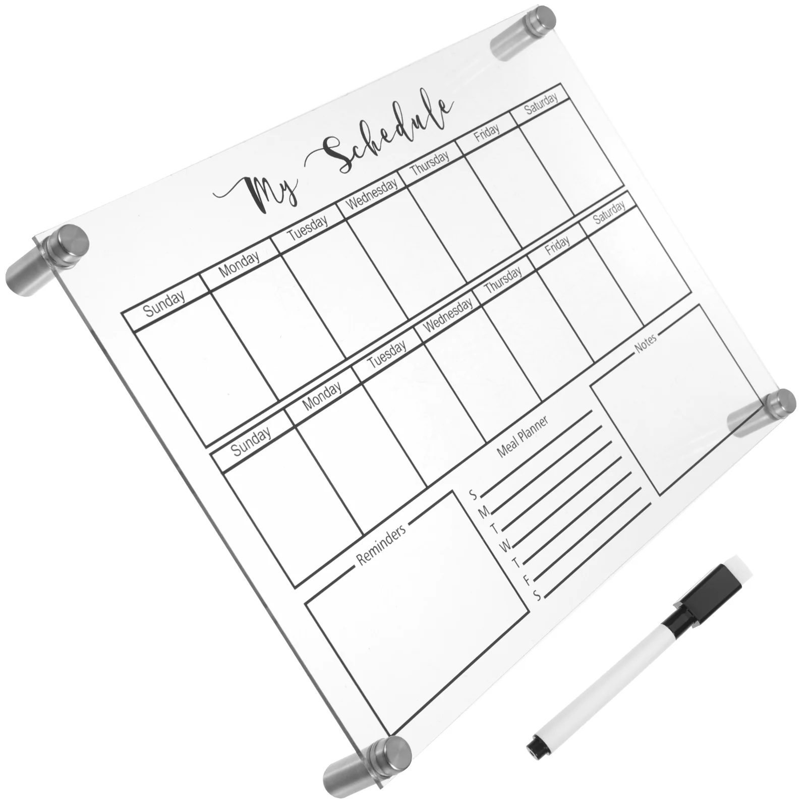 

Weekly Planner Board Desk White Dry Erase Acrylic Note Clear Glass Whiteboard Stands Calendar Magnetic Refrigerator Chalkboard