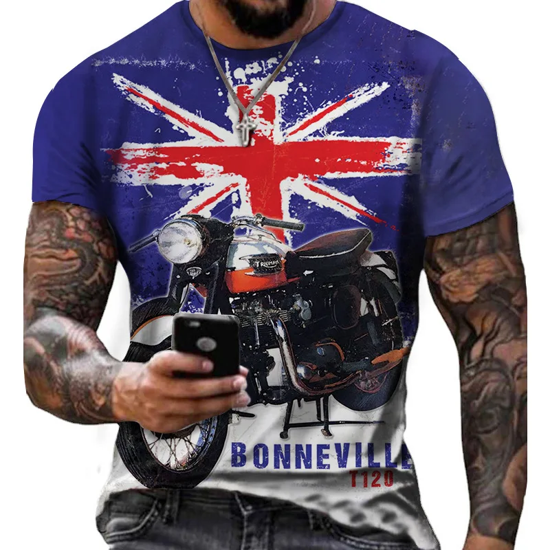 

2023 summer tshirt digital 3D printing vehicle young men leisure round collar T-shirt with short sleeves 6XL