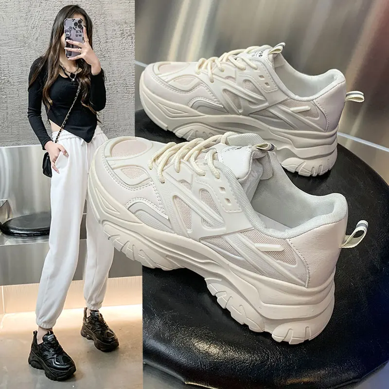 

Women's Sneakers With Platform Tennis Female Shoes Woman-shoes Thick Sole Trainers Heels Fashion Roses 2023 Med Autumn Cotton Fa