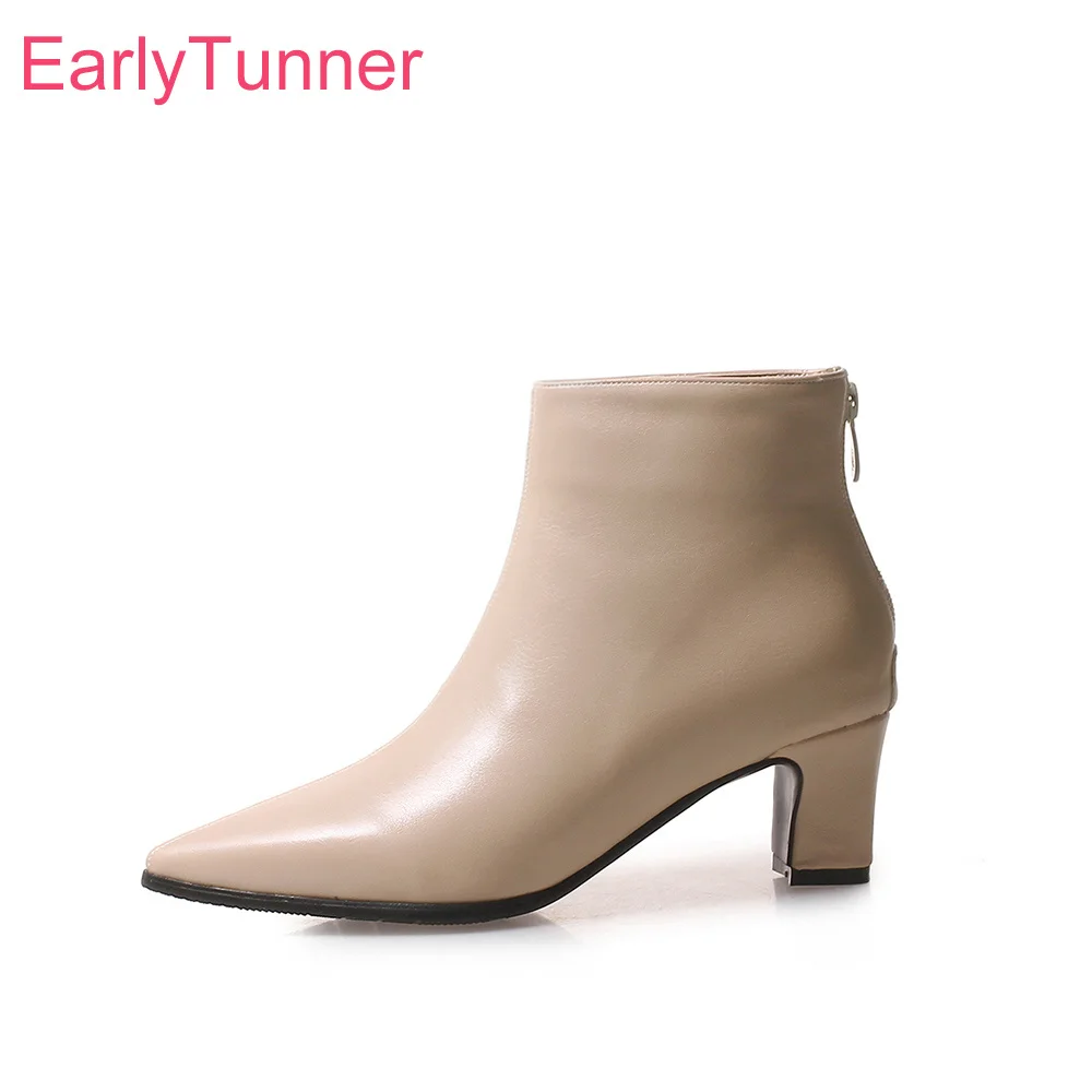 

Женские ковбойские ботильоны на массивном каблуке, черные или бежевые брендовые классические ботинки, большие размеры 10, 12, 32, 43, 48, ES032, осень