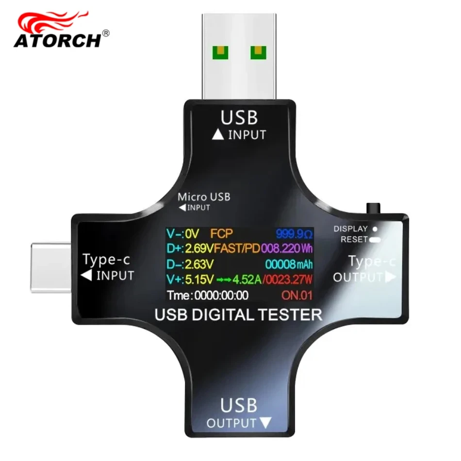 Фото USB-тестер DC Type-C PD Цифровой вольтметр Ампер-напряжение Монитор тока Амперметр Детектор Power Bank Зарядное устройство Измеритель емкости 8,0A №1
