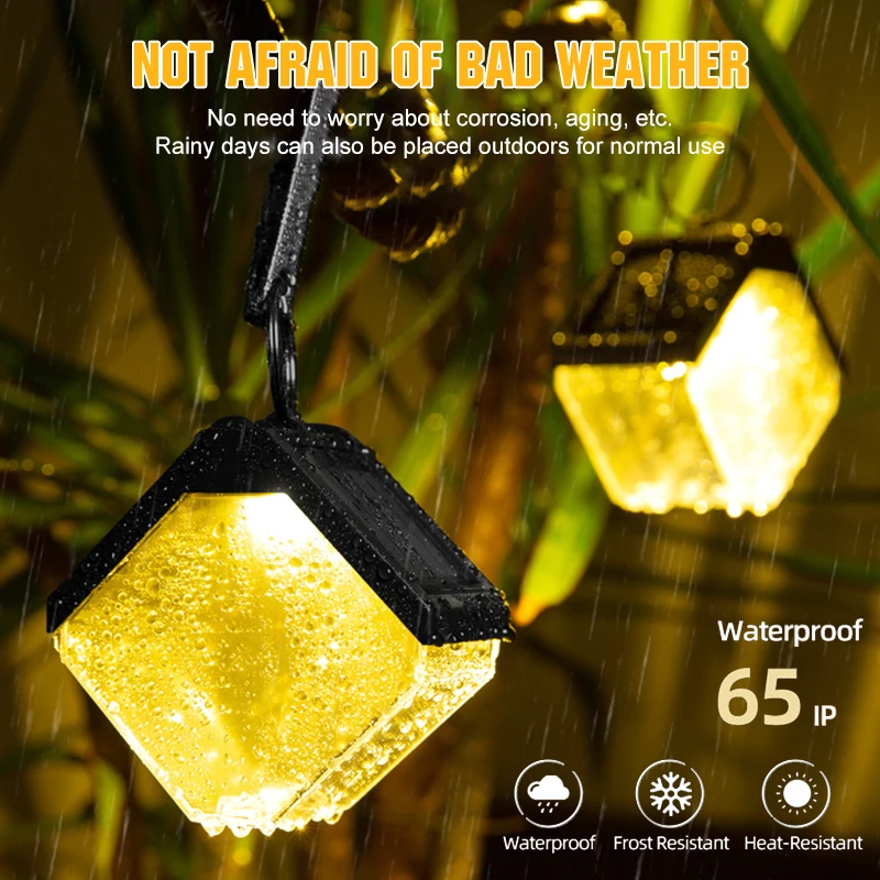 

F2 4pc LED Colour Warm Dual Modes Wall Lamp Hanging Outdoor Solar Ice Brick Light Waterproof For Patio Pathway Yard Garden Decor
