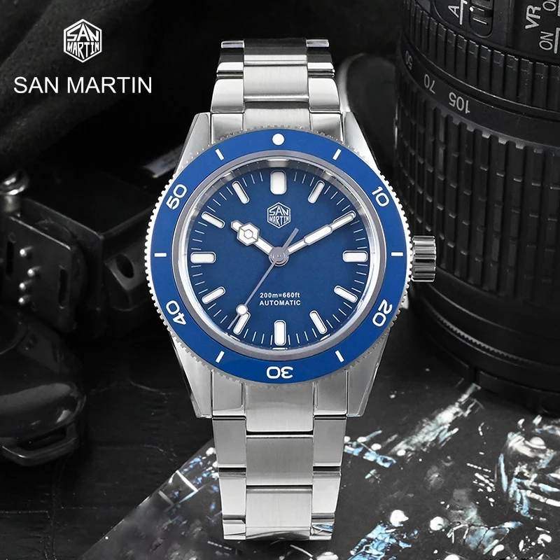 

Часы San Martin Мужские механические с сапфировым стеклом, 39,5 мм, 20 бар