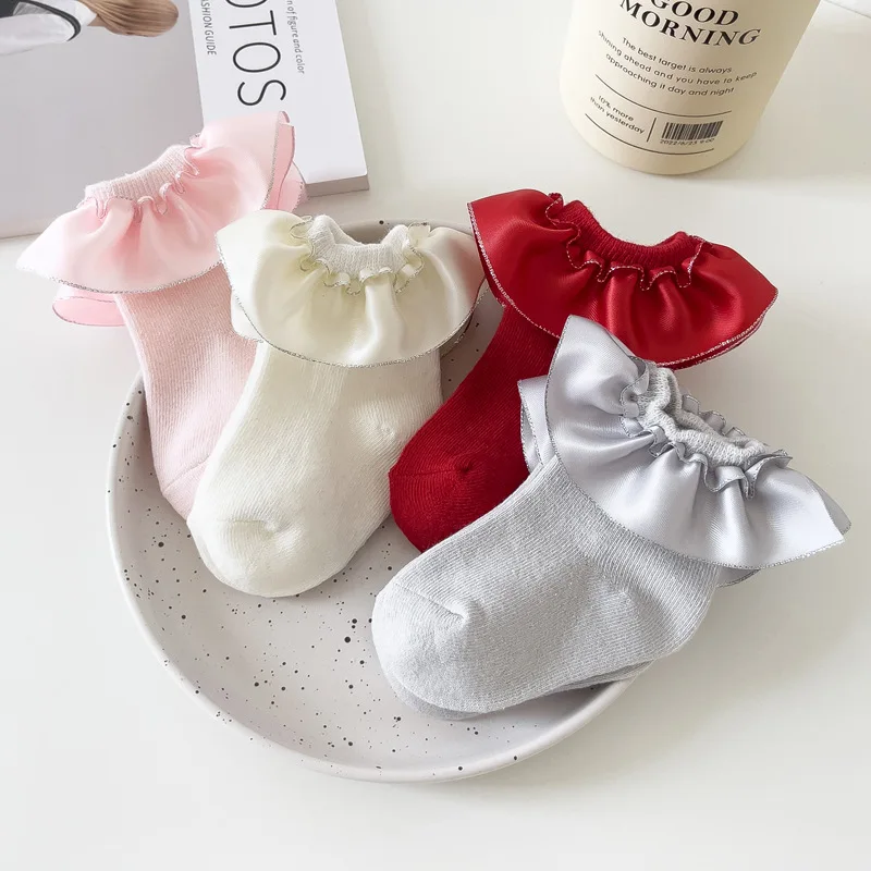 

Зимние детские носки, плотные вязаные носки до щиколотки для девочек, теплые хлопковые детские носки с большим бантом, носки для малышей от 0 до 5 лет