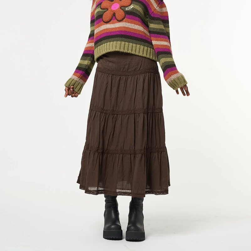 

Юбка-миди Женская трапециевидная с высокой талией, на резинке, в стиле бохо