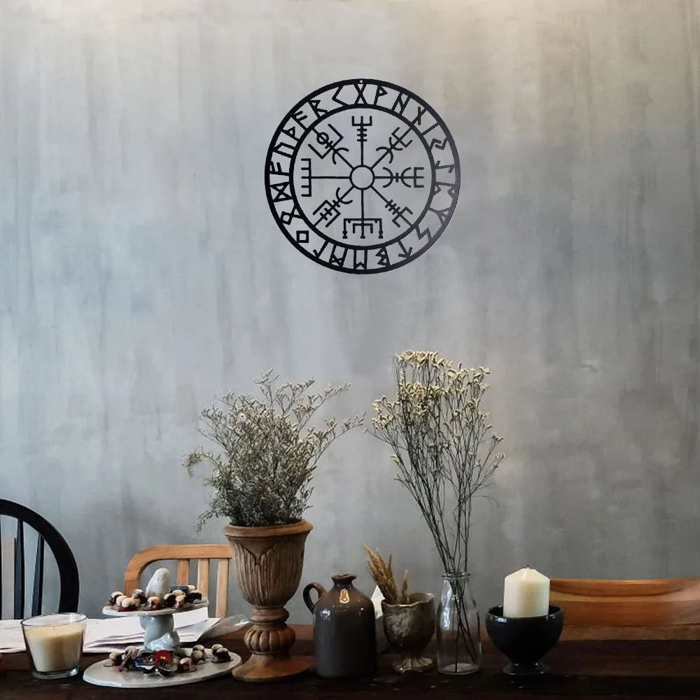 

Nordic Viking Odin Symbol Metal Sign Black Silhouette CutOut Plaque Dining Room Shop Kitchen House Cafe Hanging Wall Art Decor
