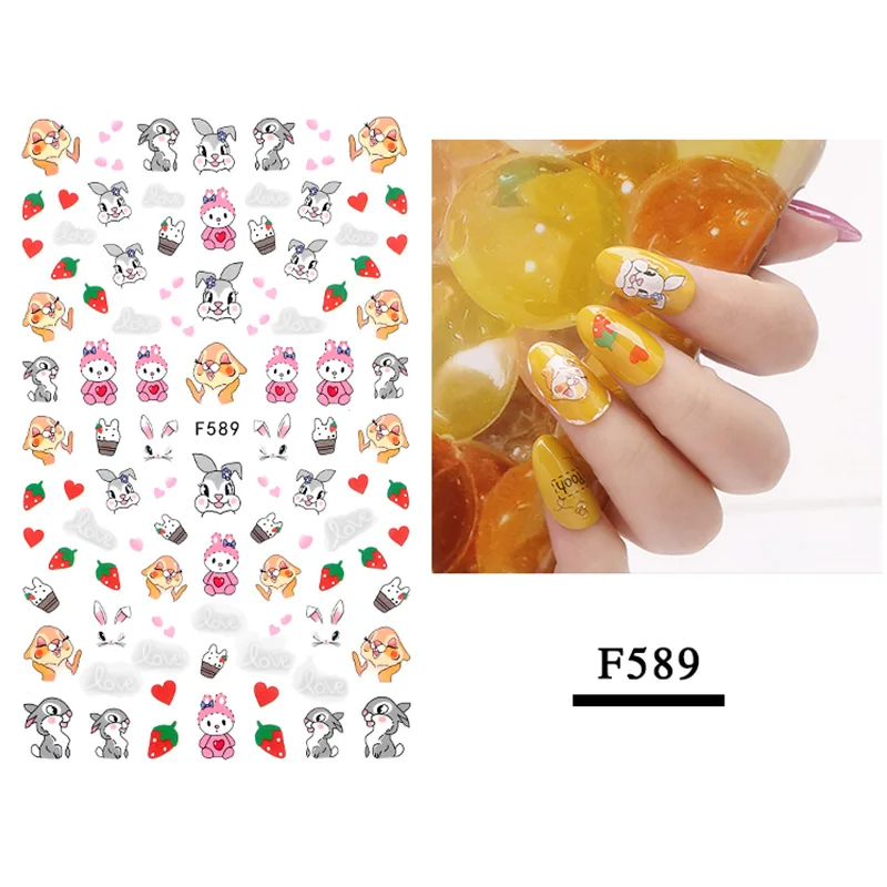 

1PCS Disney Winnie the Pooh Cartoon Rabbit Nail Art Decoration Decal Nail Slider Green Leaf Cactus Nail Art Sticker DIY Sticker