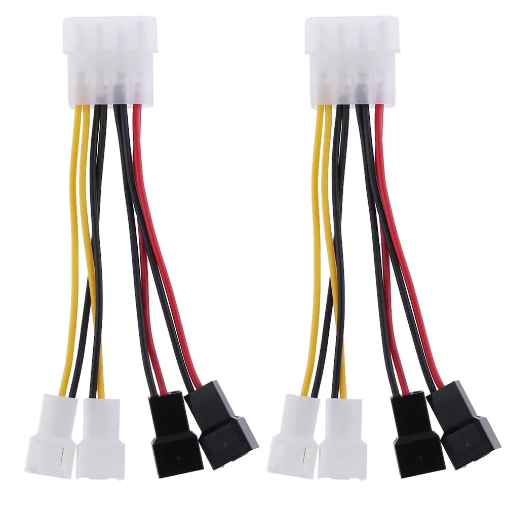 

2pcs 4-Pin Molex to 3-Pin fan Power Cable Adapter Connector 12v*2 / 5v*2