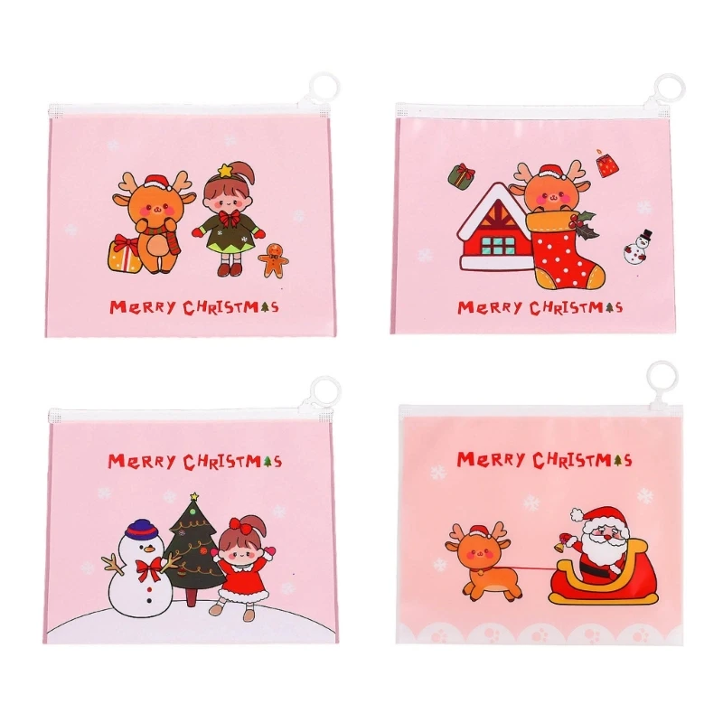 

Christmas File Bags PVC File Wallet Waterproof File Folder Zipper Documents Storage Bag for Student Teacher 10Pieces