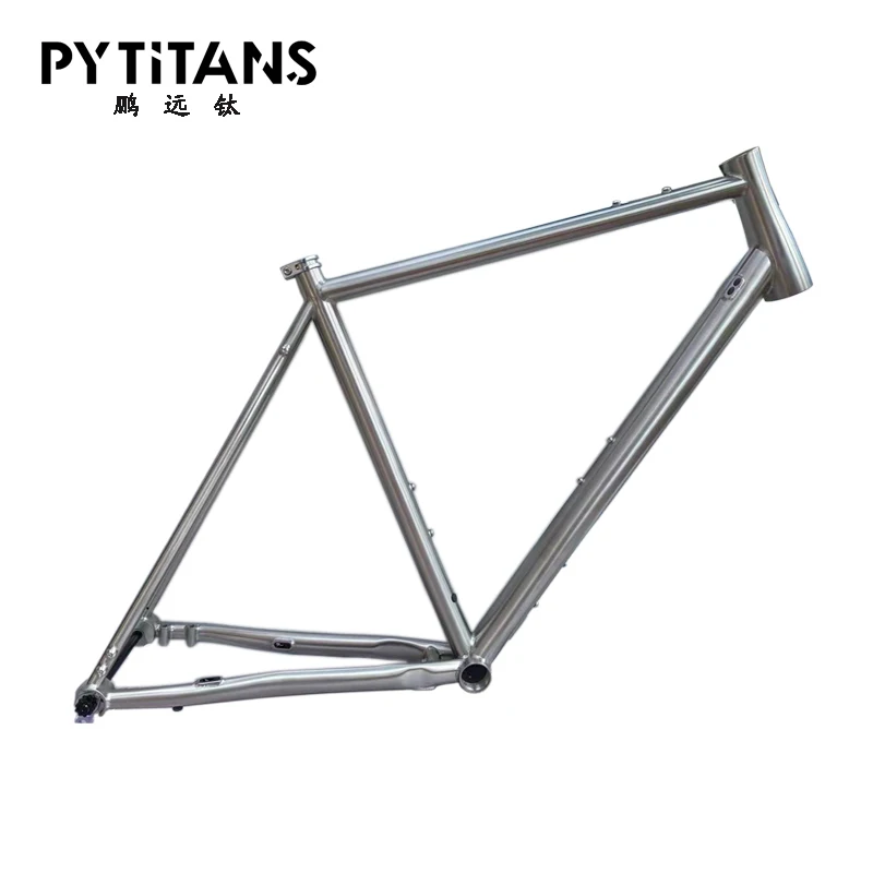 

PYTITANS Customized GR9 Titanium Gravel Bike Frame with Carbon Fork Bright Bicycle Frame China