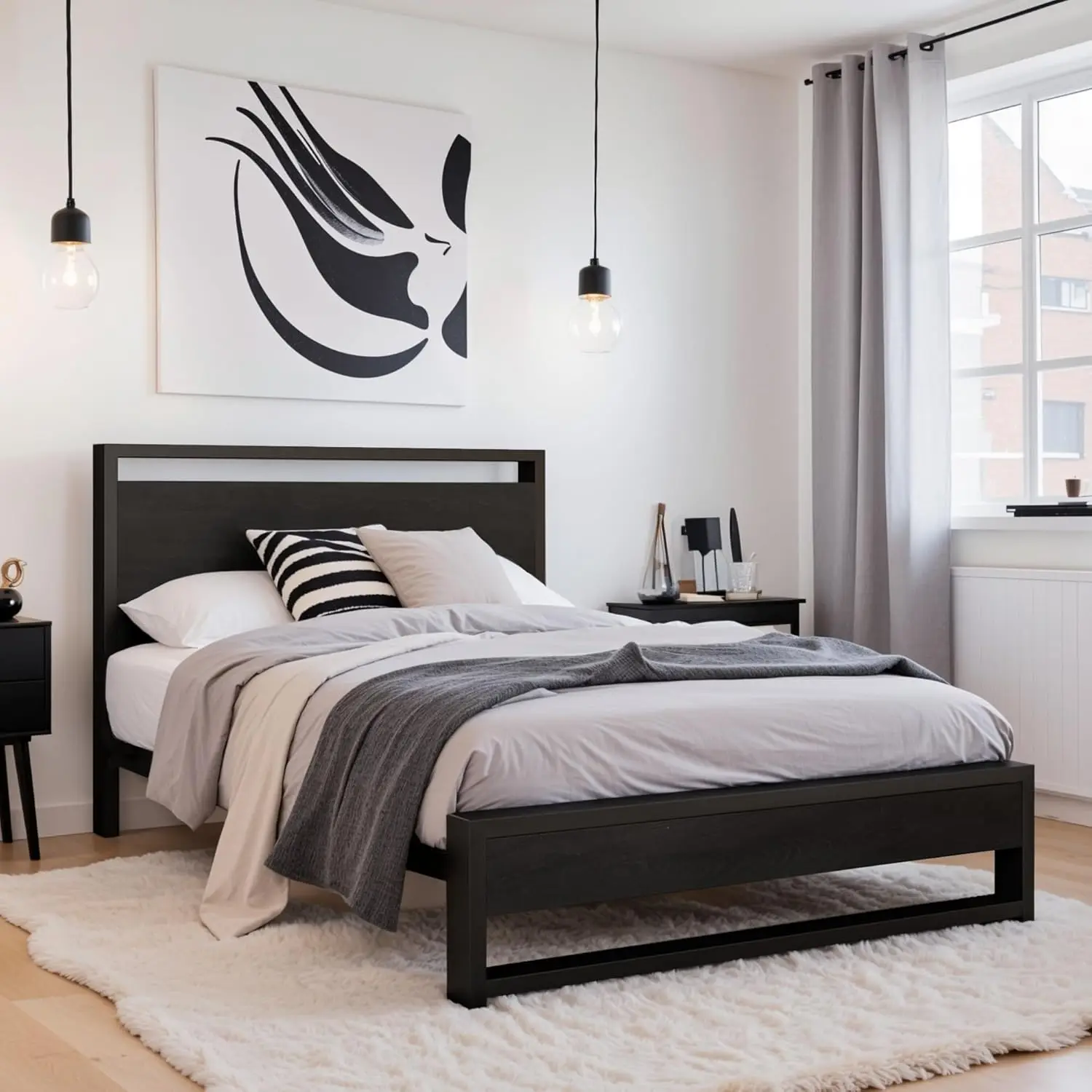 Каркас двуспальной кровати с деревянным изголовьем сверхпрочная металлическая