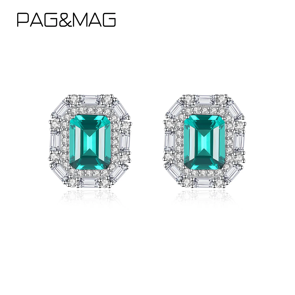 

Luxury S925 Sterling Silver Stud Earrings for Women 2022 Morganite Stud Earrings Green Faux Crystal Diamond Gemstone Studs