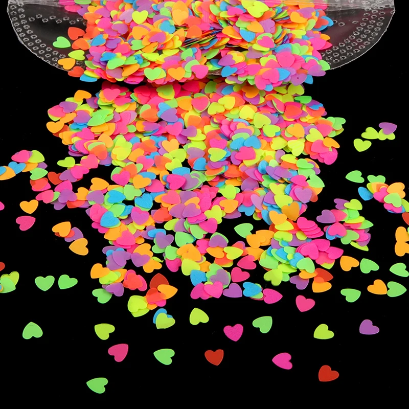 

Fluorescence Love Hearts Sequin Glitter For Epoxy Resin Mold Filling Slime Crafts Nail Art Decoration Fill Glitter DIY Material