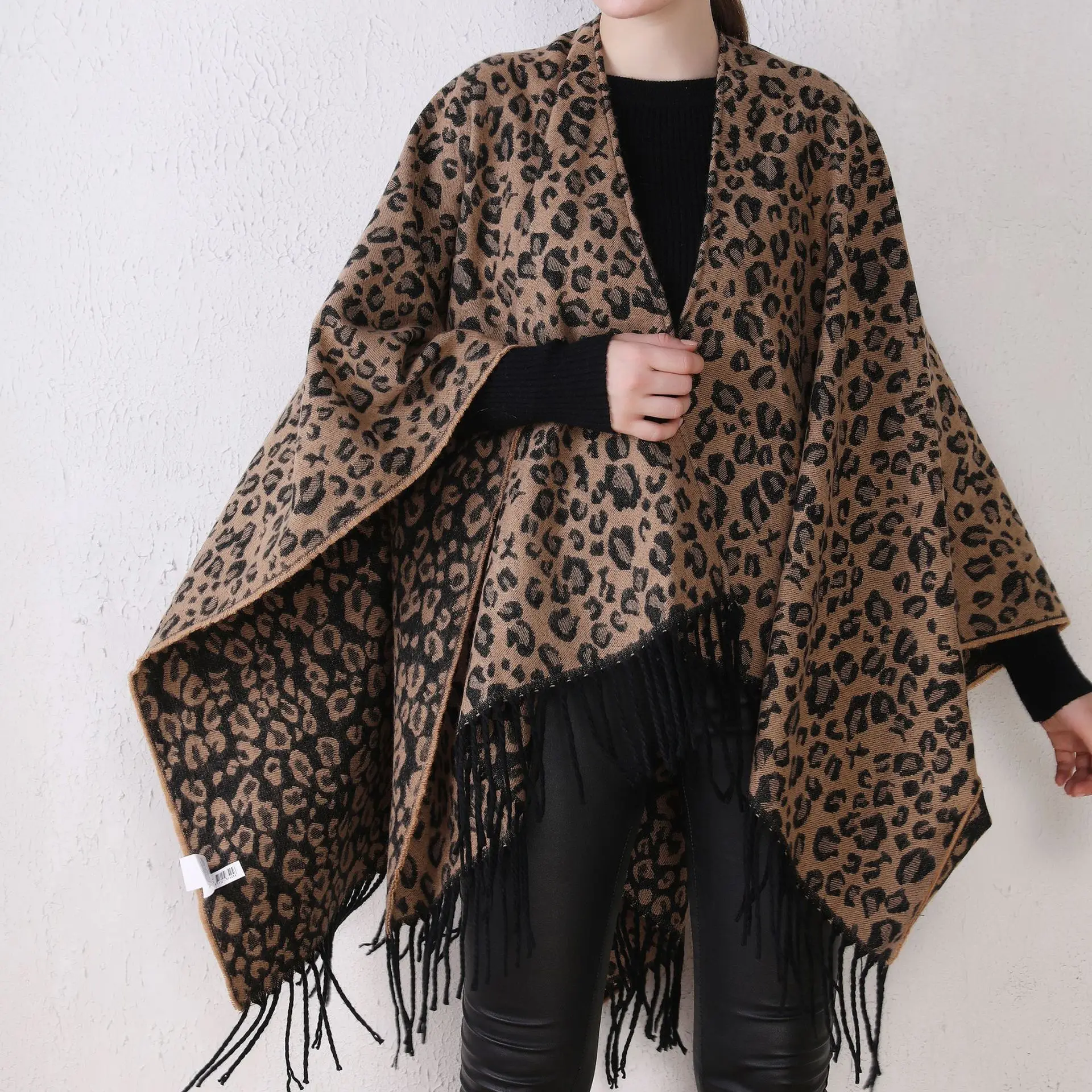 

New Classic Cashmere-like Cloak for Autumn and Winter Foreign Trade Woven Jacquard Leopard Scarf Women Shawl