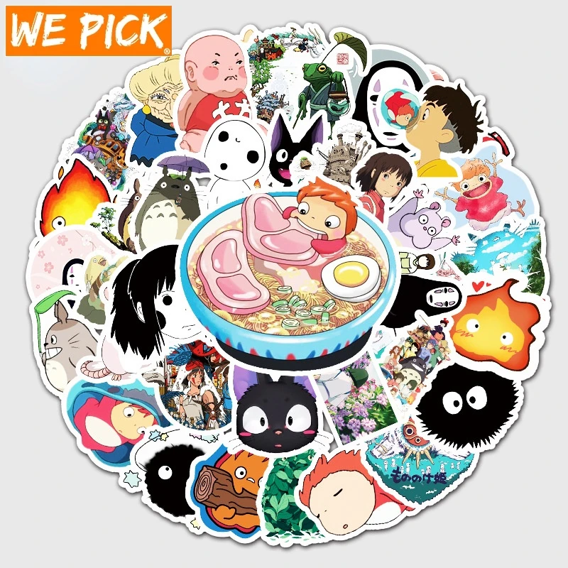 

50 шт. Японские Аниме стикеры s ghilii Hayao Miyazaki Totoro Spirited Away Princess Mononoke KiKi стикер для канцелярских товаров