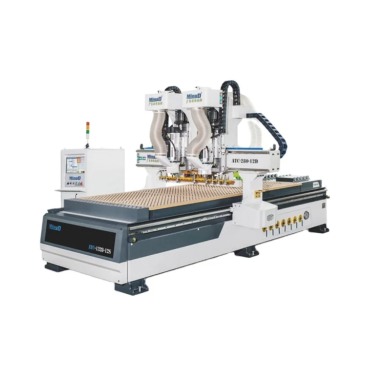 

MINGD ATC-1328-12D cnc router wood 3 axis carving engraving machinery double spindle homemade router machine for cabinet making