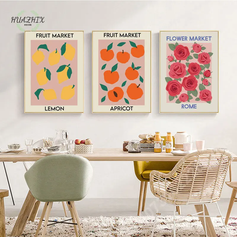 

Flower Apricot Canvas Painting Nordic Posters Modern Home Wall Art for Living Room Hanging Decoration Prints Decorative Pictures