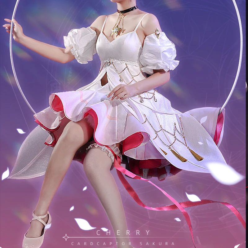 

Anime Card Captor Sakura Cosplay Costume Women Lovely Pink Lolita Dress Cherry Sakura Cosplay Suit Halloween Carnival Uniforms