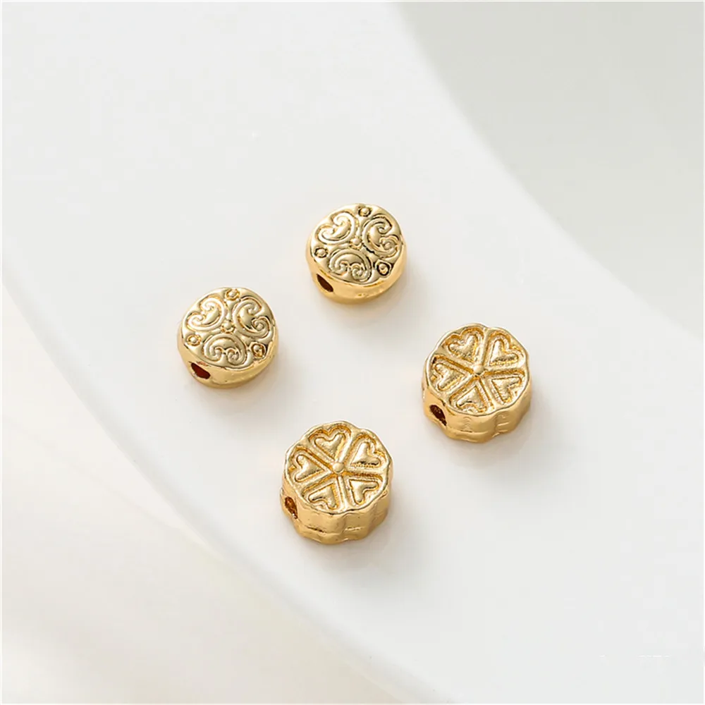 

14K gold spacer beads diy accessories love flower four-leaf clover round cake beads bracelet string handmade jewelry materials