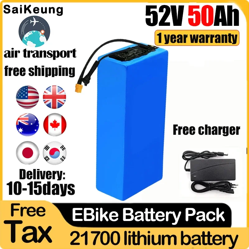 Мощный литиевый аккумулятор Bafang 1000 Вт 2000 3000 21700 52 В 20 Ач 25 30 35 40 45 50 для