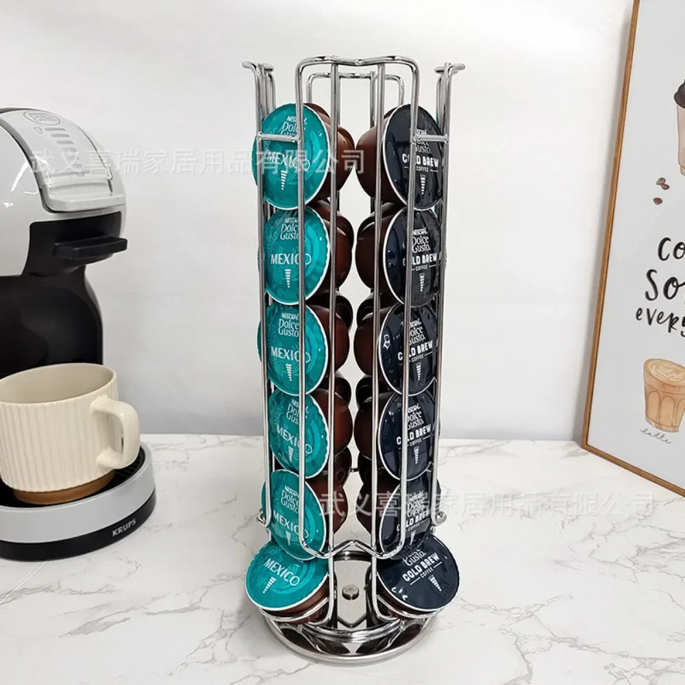 Вращающийся держатель для капсул кофе 24 чашки стойка Dolce Gusto из нержавеющей стали