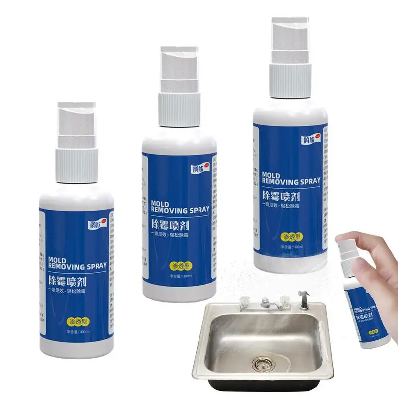 

3pcs Washing Machine Mold Spray 3.3oz Kitchen Mold Spray Remove Dirt Mold Removal For Washbasin Sealant Long-lasting Fragrance