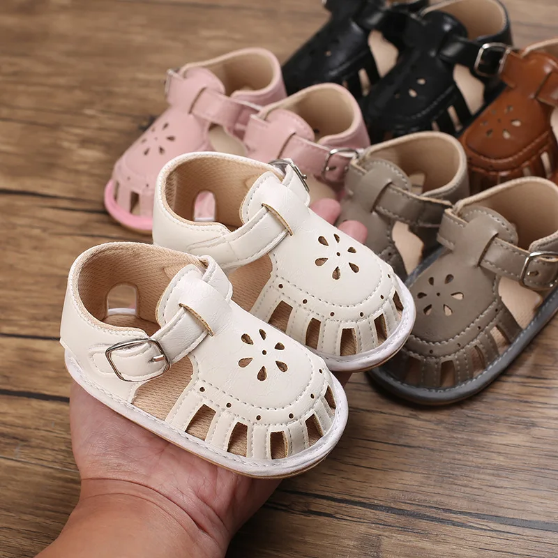 

0-18M Newborn Infant Baby Girls Shoes Autumn New Prewalker Non-slip Hollow Princess Summer PU Leather Shoes