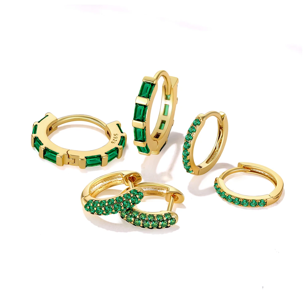 

Серьги-кольца женские из серебра 925 пробы с белыми/черными/зелеными/фиолетовыми кристаллами