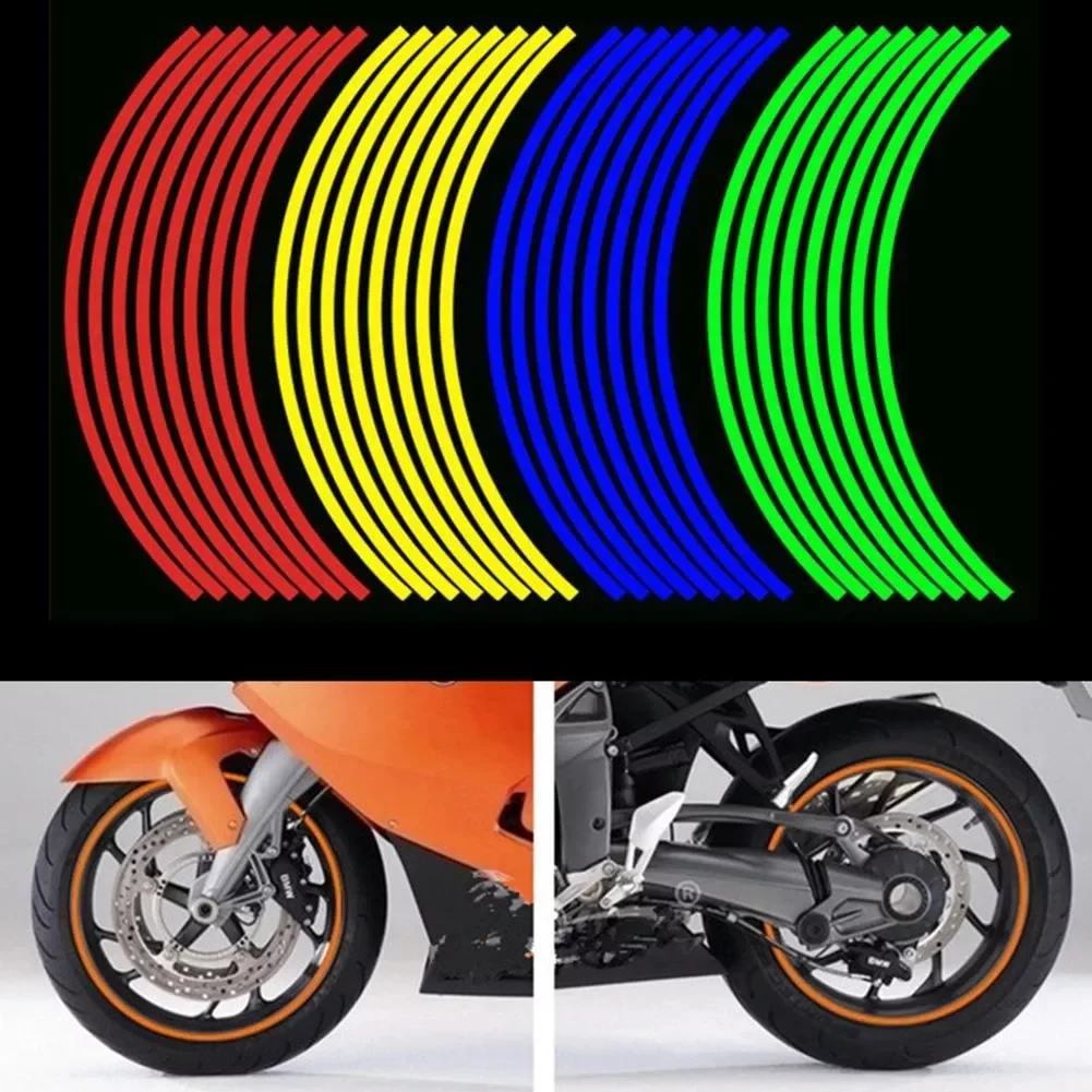 

new car motorcycle wheel hub sticker hub sticker waterproof reflective rim tape motorcycle car decal 18 inch