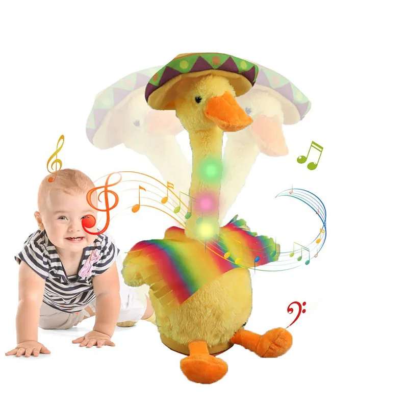 Детская музыкальная утка, танцующая пение, имитация утки, игрушка для девочек и мальчиков, повторяющая все, что вы говорите, детские музыкальные смешные игрушки для младенцев
