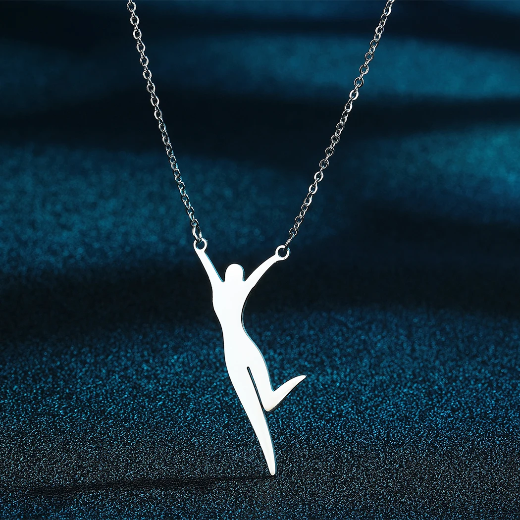 

Kinitial April Mother's Day Gift Stainless Steel Ballerina Gold Pendant Necklace