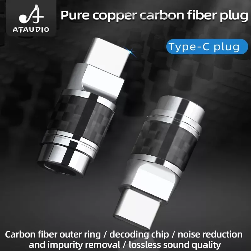 

NEW2023 1PCS Carbon Fiber Rhodium Plated Type-C USB C High End USB Connector Male Plug Solder Type USB-C for DIY USB audio Cable
