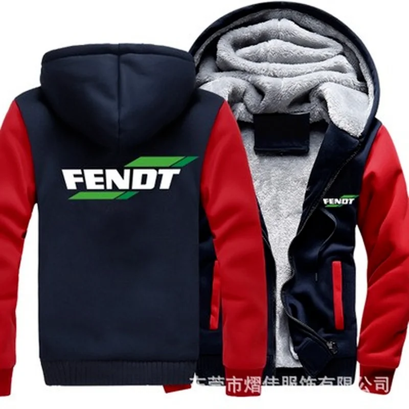 

Winter Hoodies Männer Fendt Logo Print Jacke Männer Hoodies Verdicken Warme Fleece baumwolle Zipper Raglan Mantel Männlichen