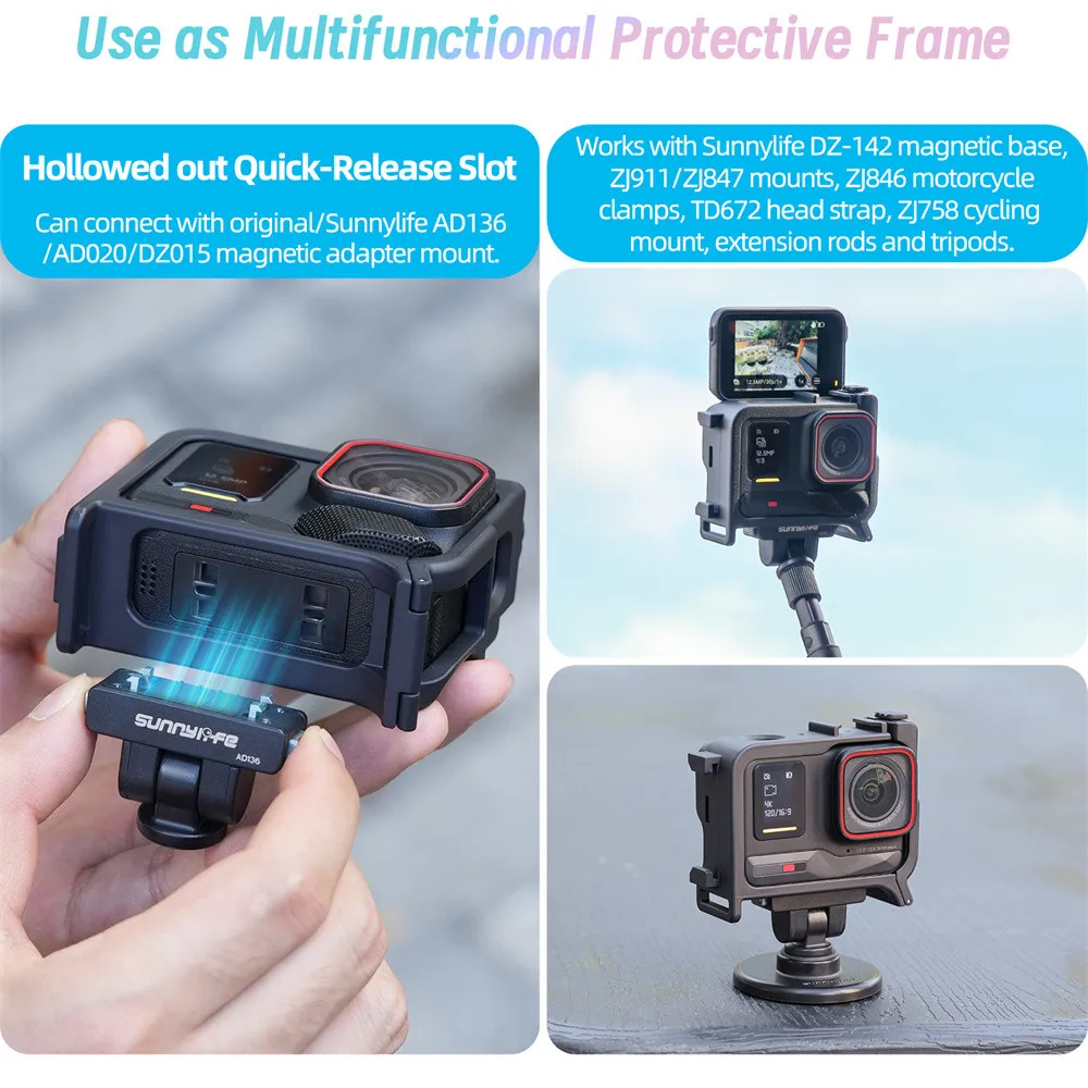 Фото Ручка-держатель Sunnylife Street Grip 2-в-1, съемная, для Insta360 Ace Pro 2/1, для уличной съемки, с креплением Cold Shoe №3