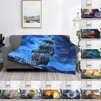 pirate ship multifunctional thermal flannel blanket bed sofa personalized super soft thermal bedspread