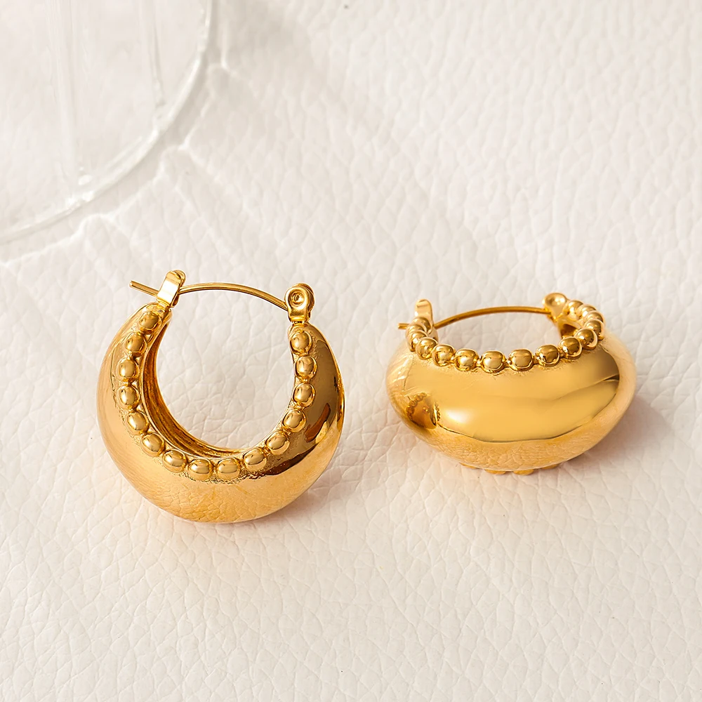 Массивные серьги из нержавеющей стали 316L с PVD-позолоченным покрытием для женщин