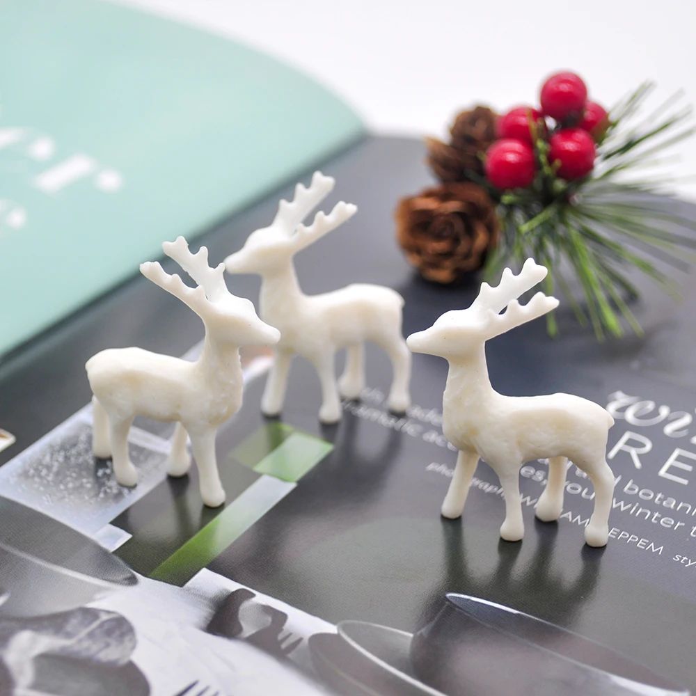 

4types Mini Deer Doll Garden Home Artificial Model Plastic Crafts Statue Home Decoration Child Toy Decoration Christmas Pendant