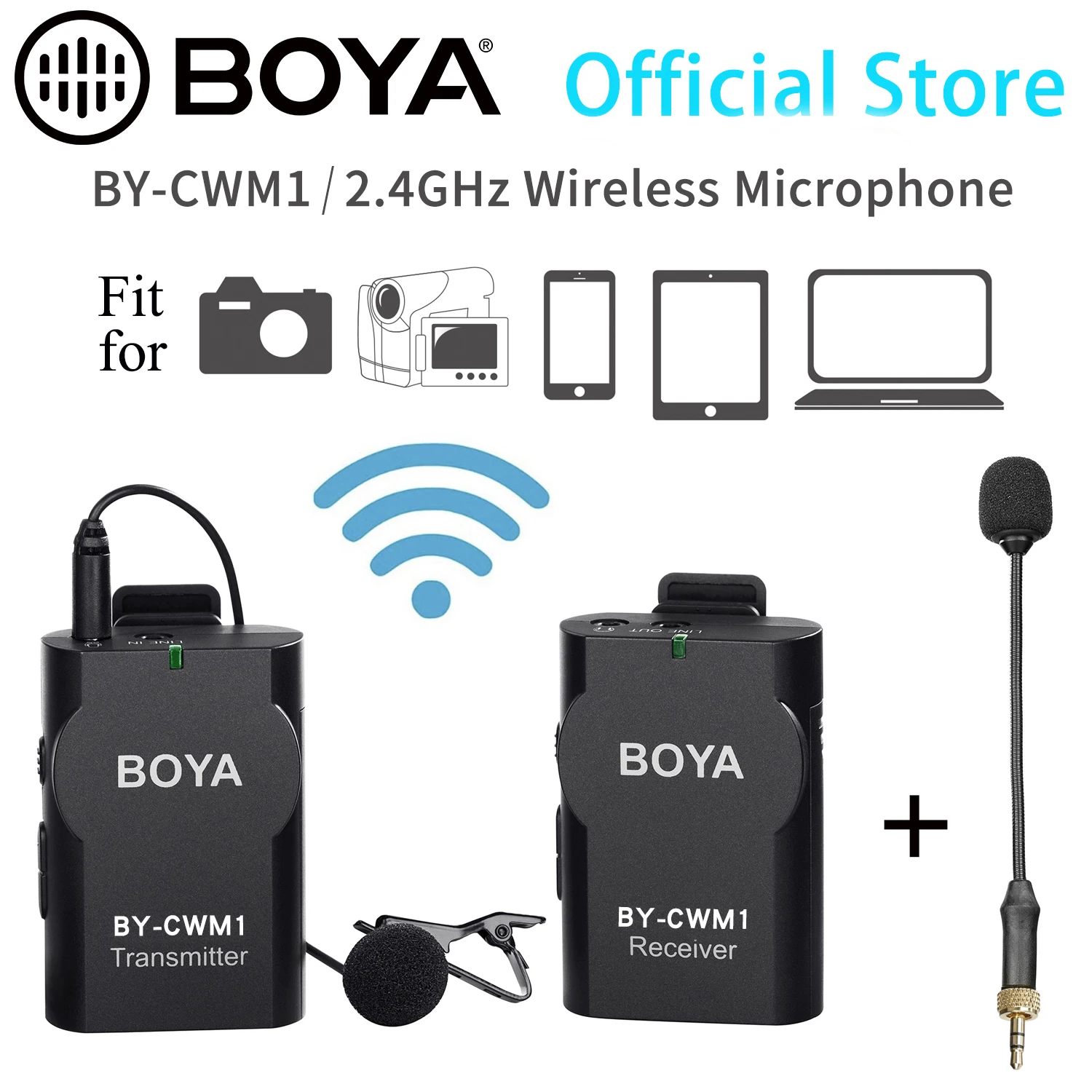 

BOYA BY-CWM1 Беспроводная микрофонная система, петличный микрофон для смартфона, планшета, цифровой зеркальной камеры, видеокамеры, аудиомагнит...