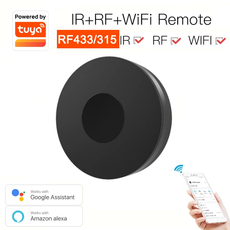 

Tuya Smart RF315/433 IR Remote Control WiFi Smart Home for Air Conditioner ALL TV Support Alexa,Google Assistant Voice Control