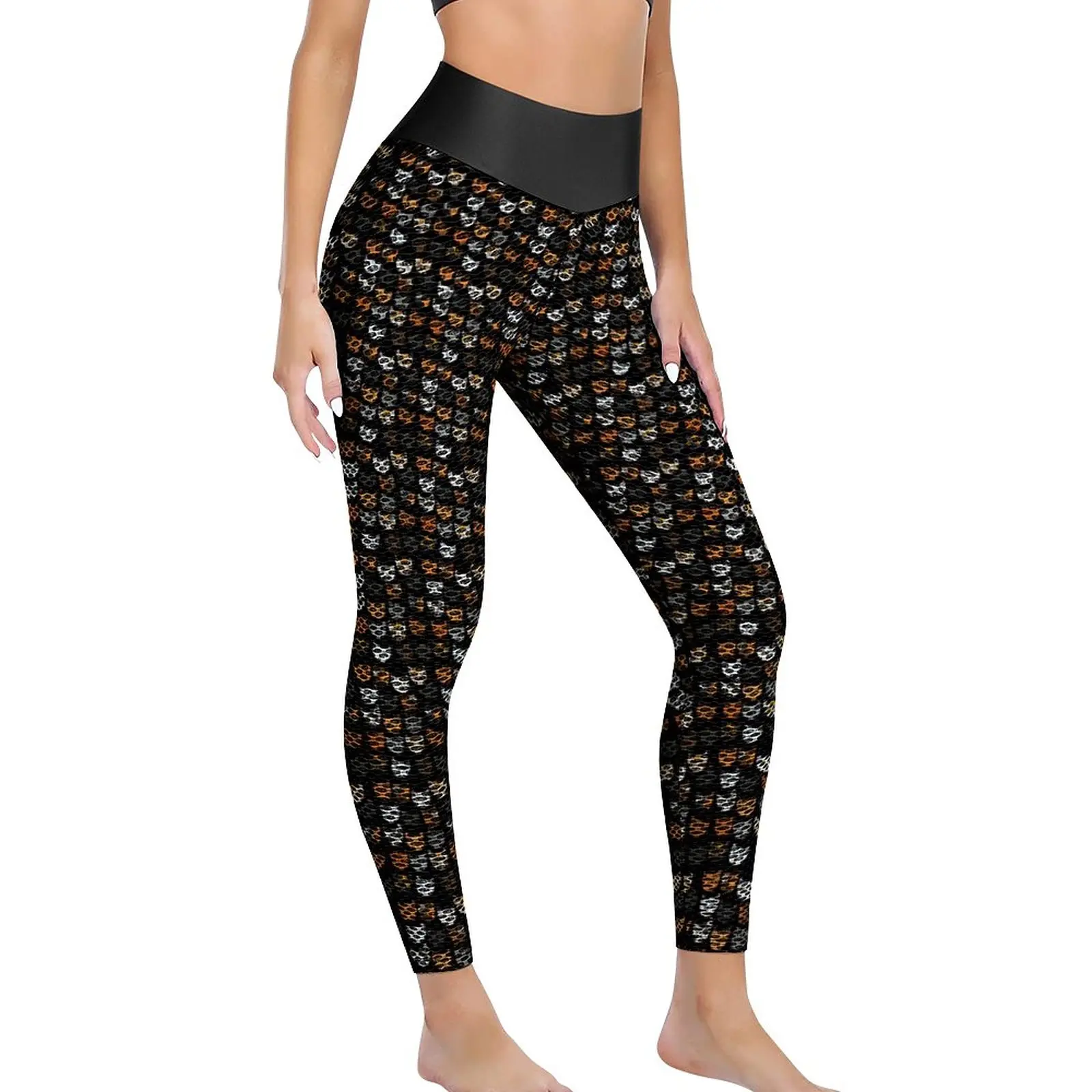 

Kitty Cats Print Leggings Cute Animal Design Yoga Pants High Waist Running Yoga Leggings Women Funny Stretch Sport Pants