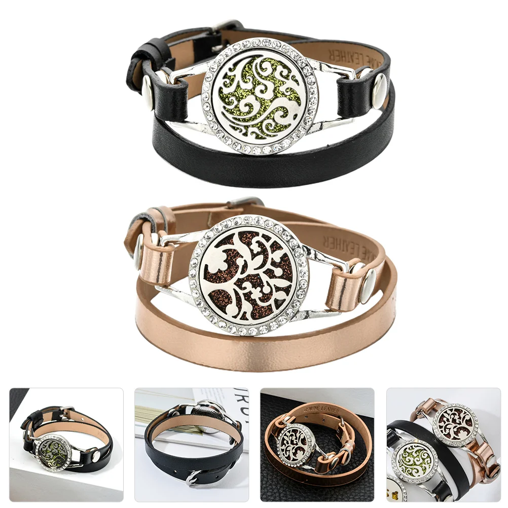

2 Pcs Box Scented Bracelet Mother Diffuser Essential Oils Locket Life Tree Design